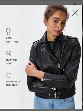 Quince Sheep Leather Motorcycle Jacket Black Zip Front Moto Timeless Sz S NEW